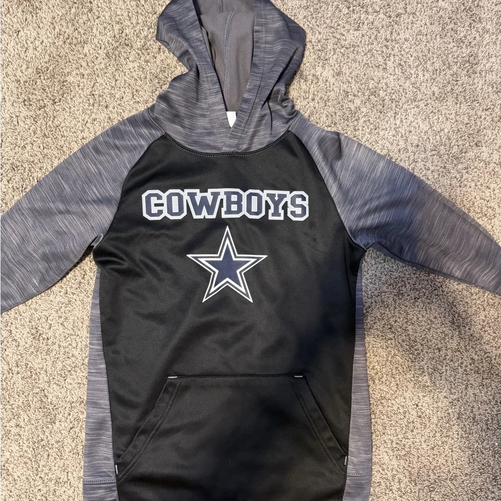NFL Kids Dallas Cowboys Allover Logo Gray Hoodie
